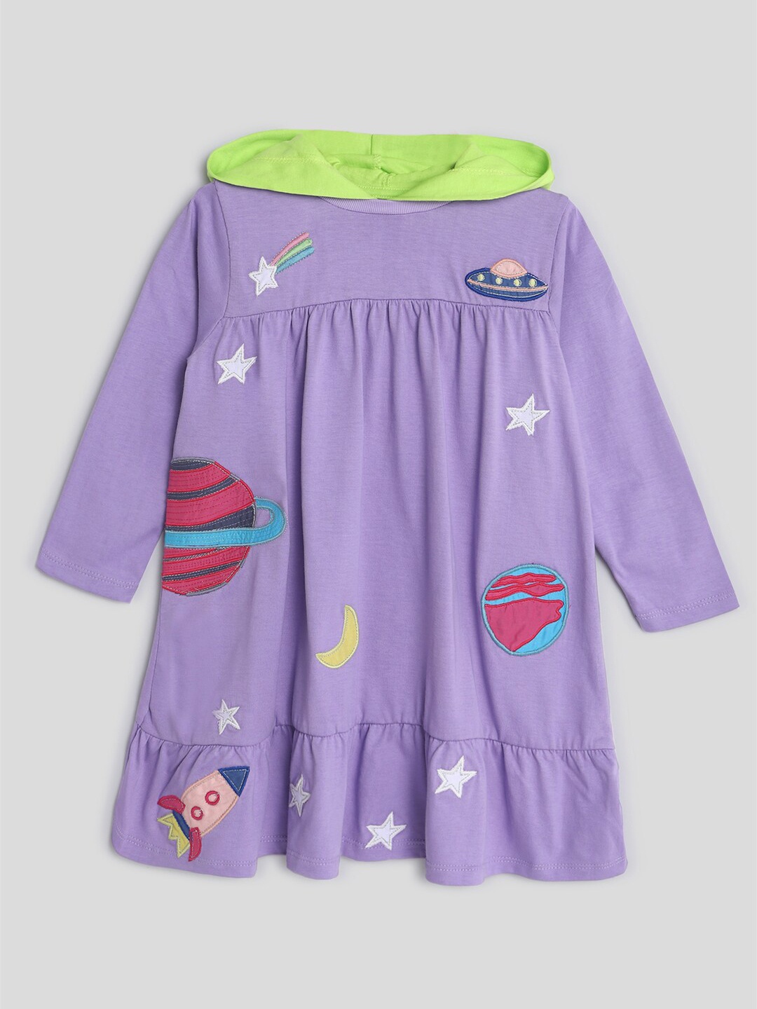 

Somersault Girls Embroidered A-Line Pure Cotton Dress, Purple