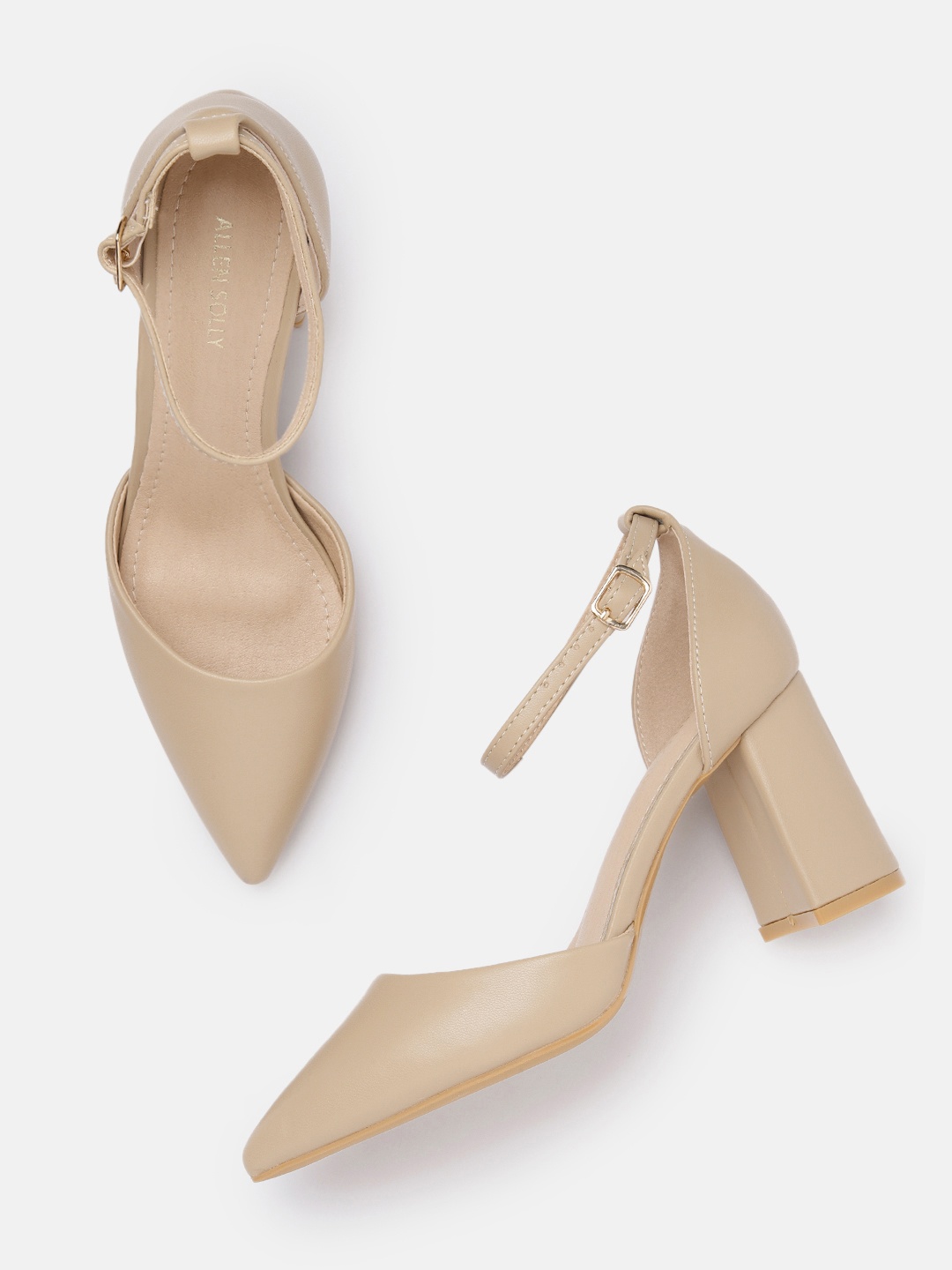 

Allen Solly Mid-Top Block Heel Pumps, Nude