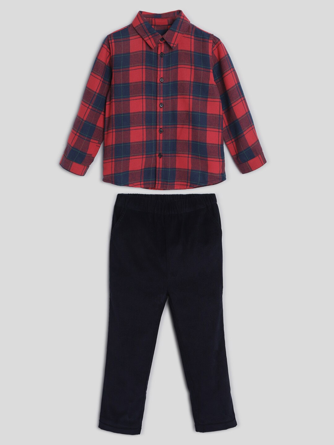 

Somersault Boys Checked Pure Cotton Shirt with Trousers, Black