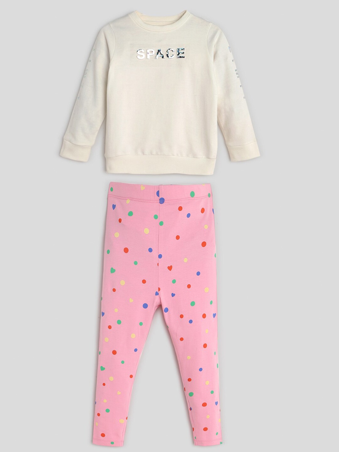 

Somersault Girls Printed Pure Cotton Top With Leggings, Pink