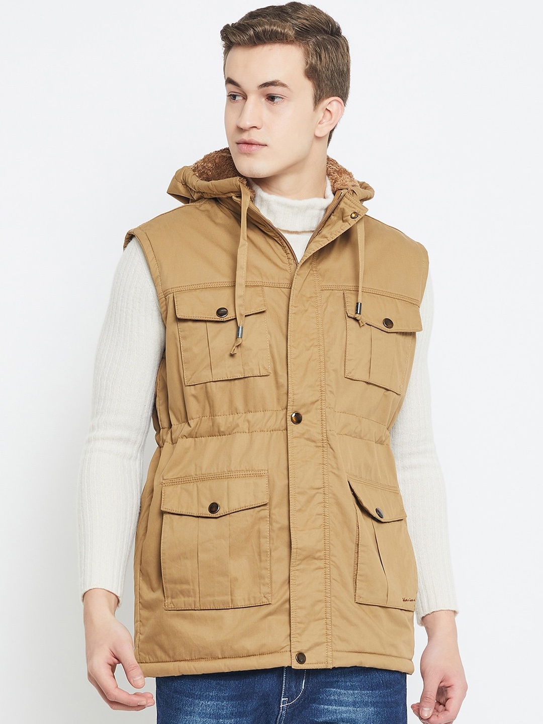 

Okane Hooded Cotton Tailored Jacket, Beige