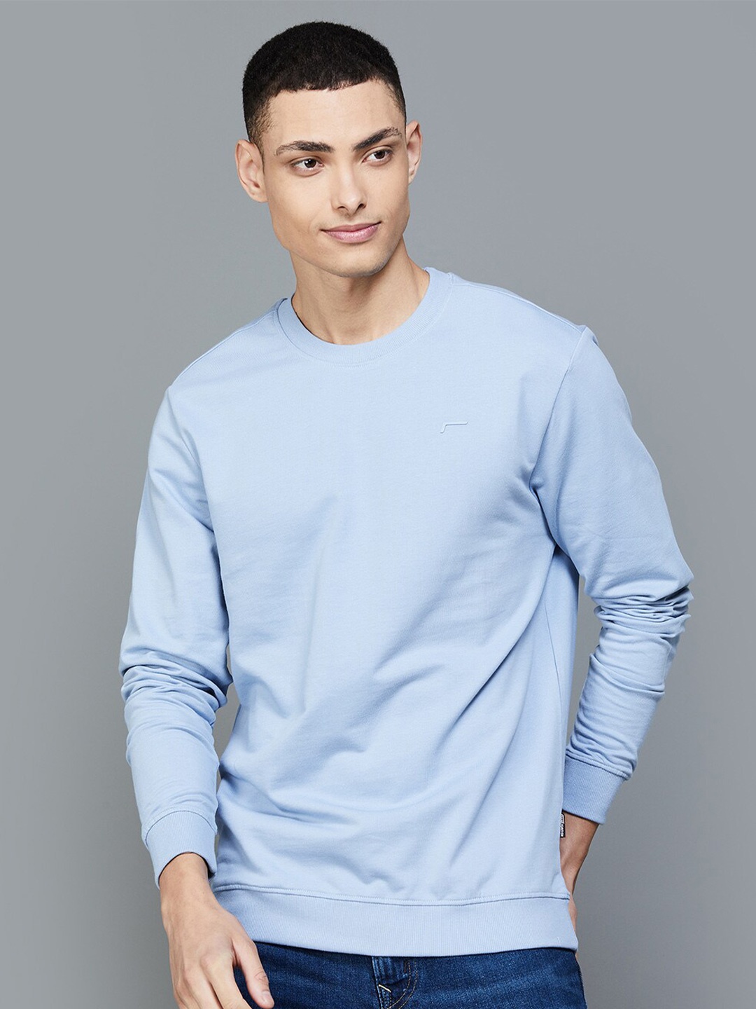 

Fame Forever by Lifestyle Round Neck Long Sleeves Cotton Pullover Sweatshirt, Blue