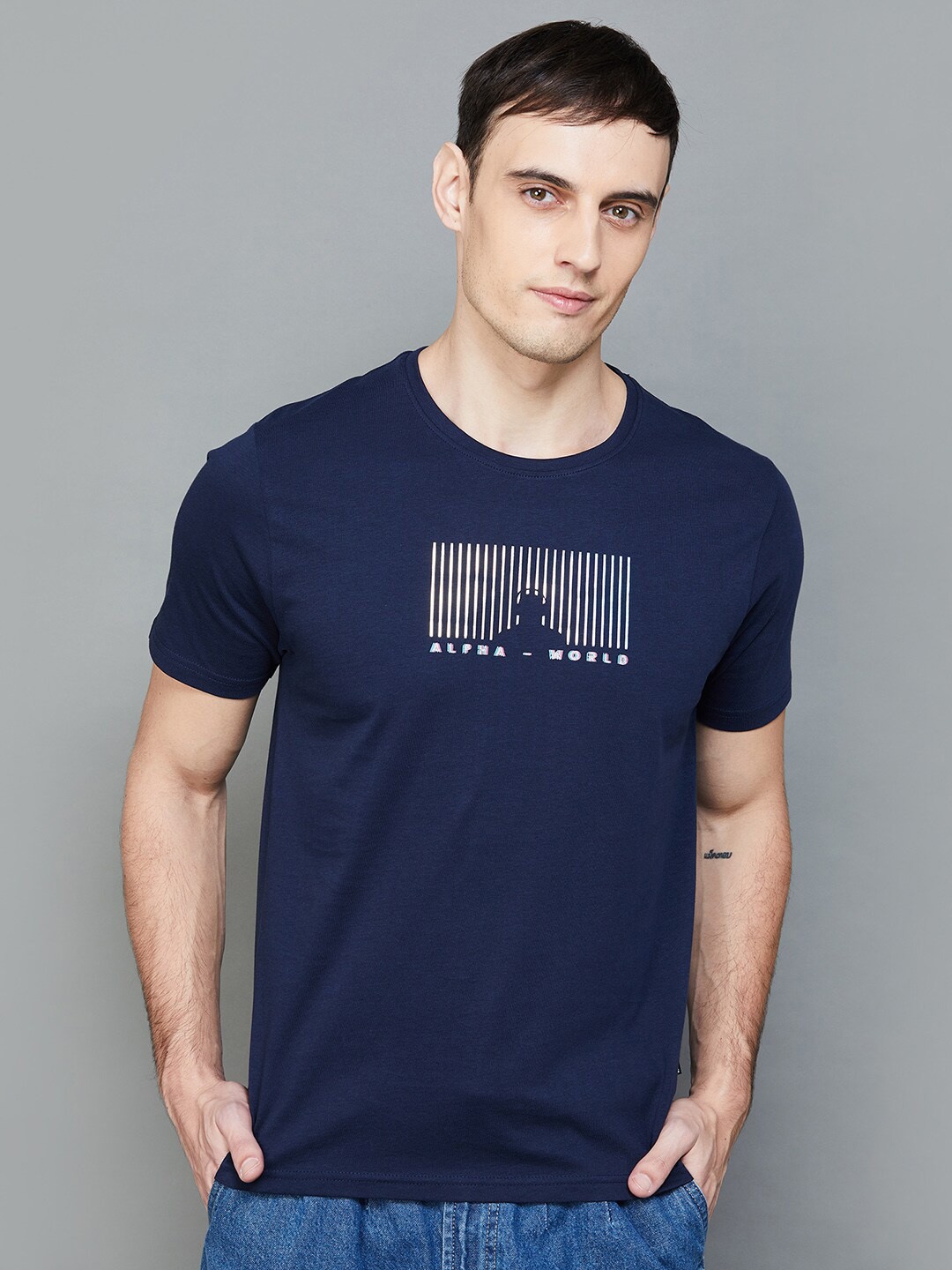 

Fame Forever by Lifestyle Graphic Printed Cotton T-shirt, Navy blue
