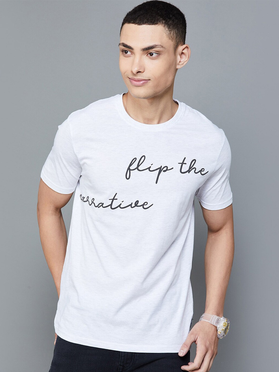 

Fame Forever by Lifestyle Typography Printed Cotton T-shirt, White