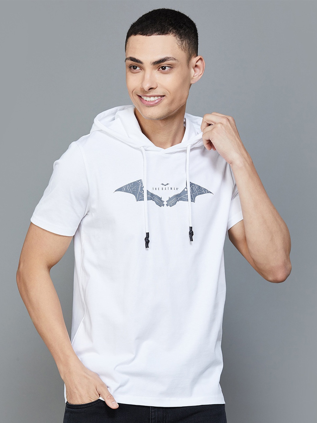 

Fame Forever by Lifestyle Batman Printed Hooded Cotton T-shirt, White