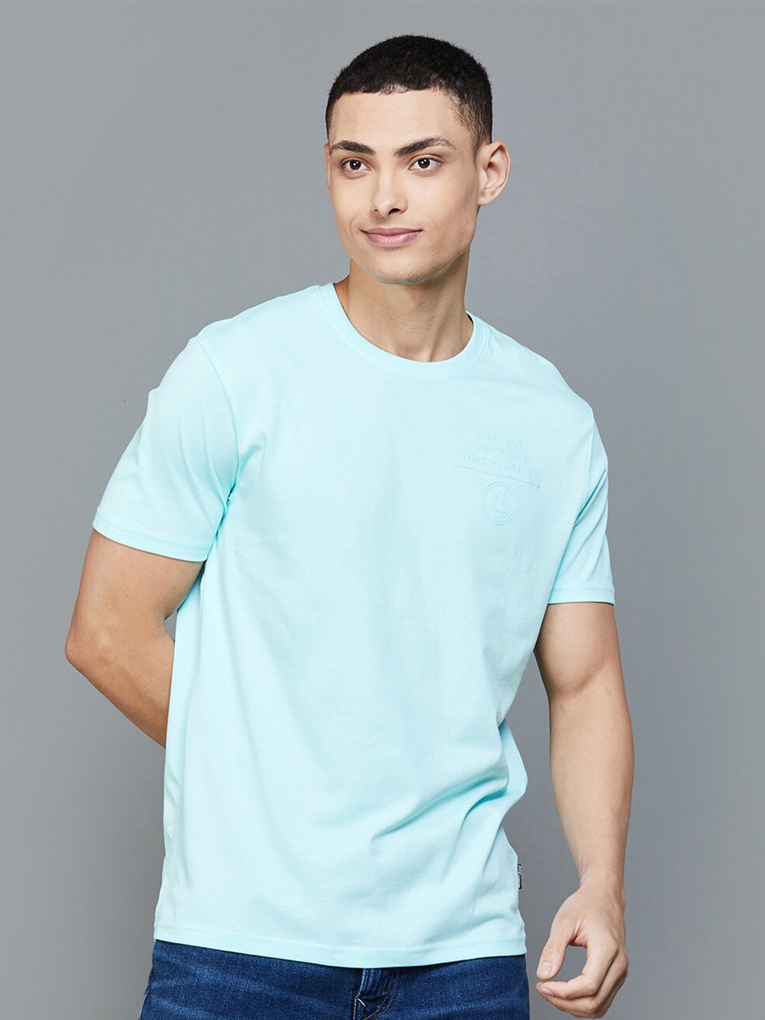 

Fame Forever by Lifestyle Round Neck Cotton T-shirt, Blue