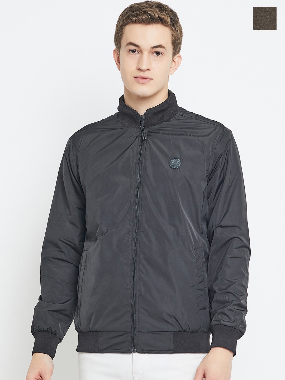 

Okane Mock Collar Reversible Bomber Jacket, Olive