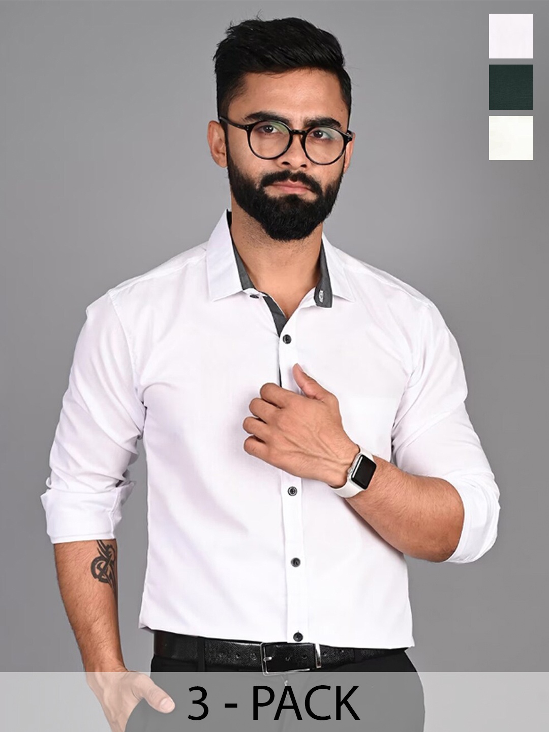 

Tee Projekt Pack Of 3 Standard Spread Collar Formal Shirts, White