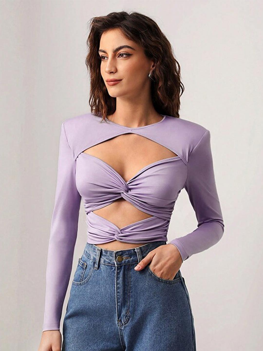 

StyleCast Purple Cut-Outs Crop Top