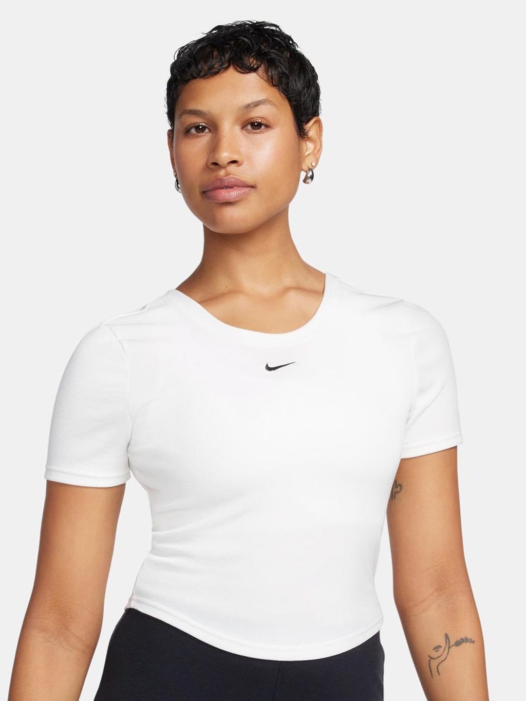 

Nike Sportswear Chill Knit Tight Scoop-Back Short-Sleeve Mini-Rib Top, White