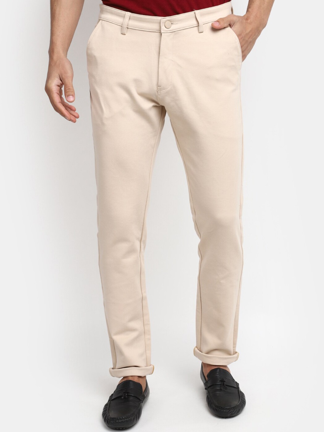 

V-Mart Men Four Way Stretch Cotton Chinos Trouser, Beige