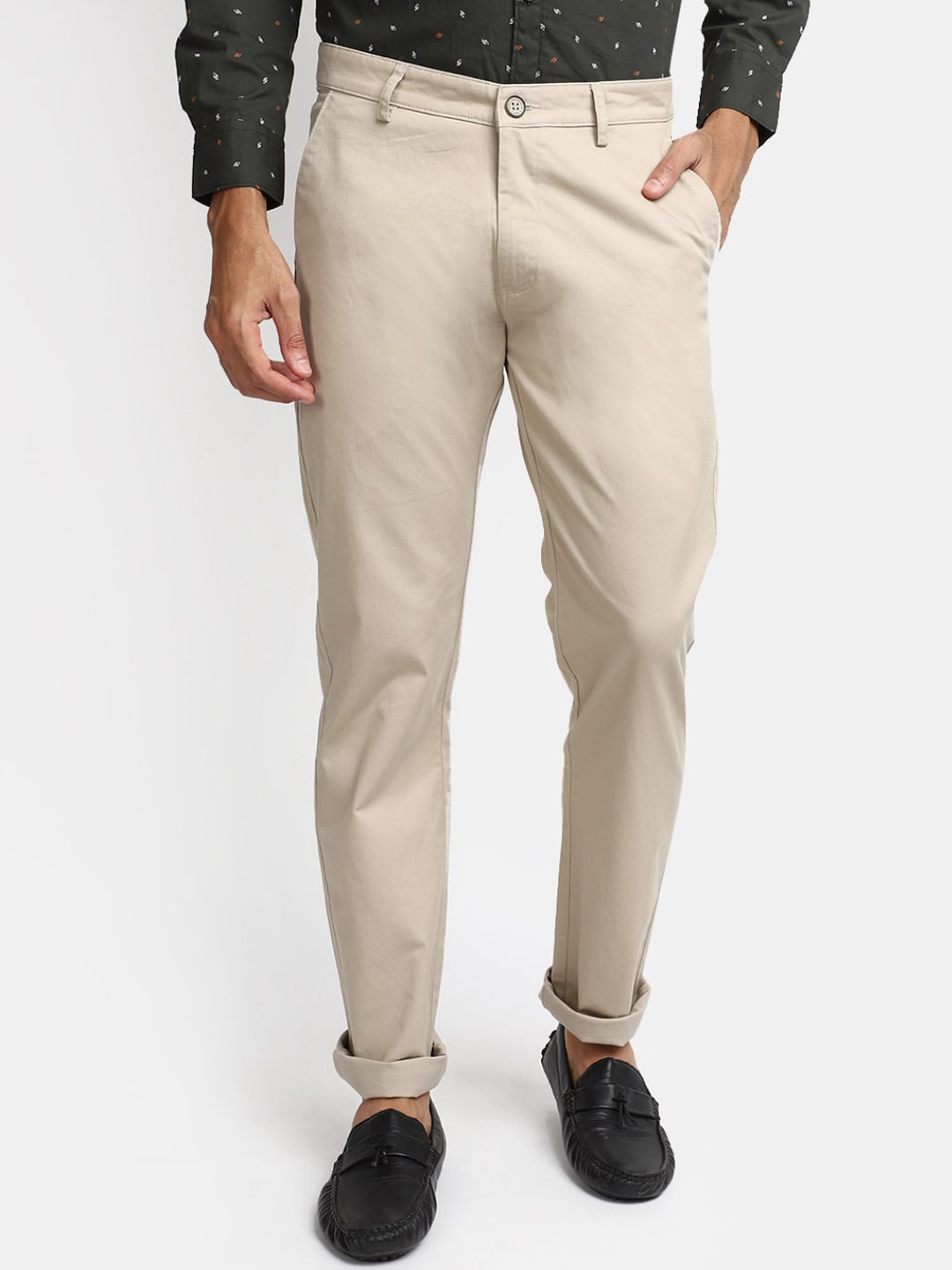 

V-Mart Men Slim Fit Cotton Chinos Trouser, Beige