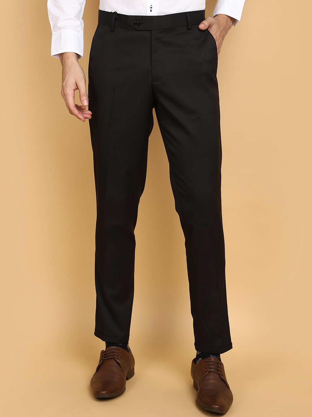 

J White by Vmart Men Mid-Rise Formal Trouser, Black