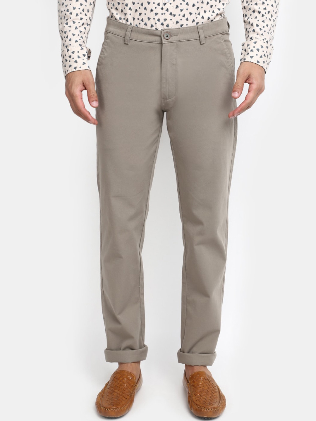 

V-Mart Men Mid-Rise Cotton Chinos Trousers, Grey