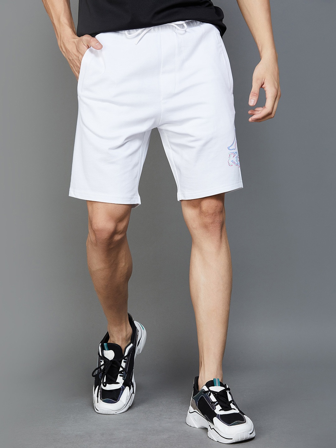 

Kappa Men Mid-Rise Cotton Sports Shorts, White