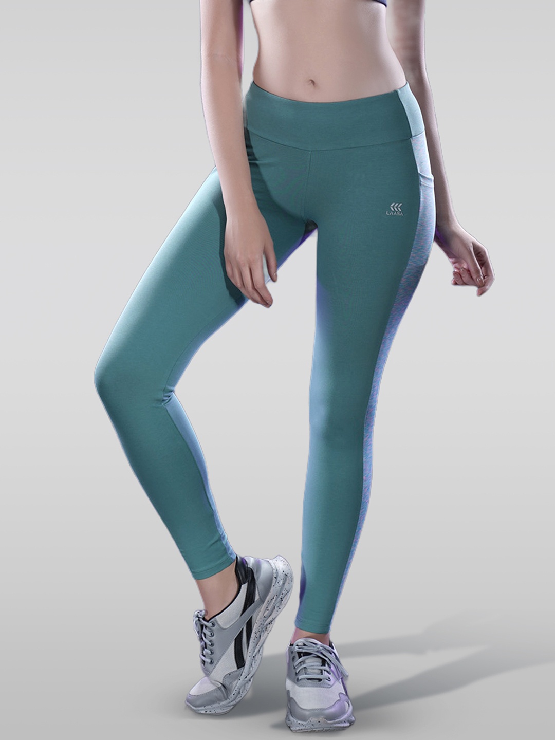 

LAASA SPORTS Dry Fit Ankle Length Cotton Sports Tights, Green