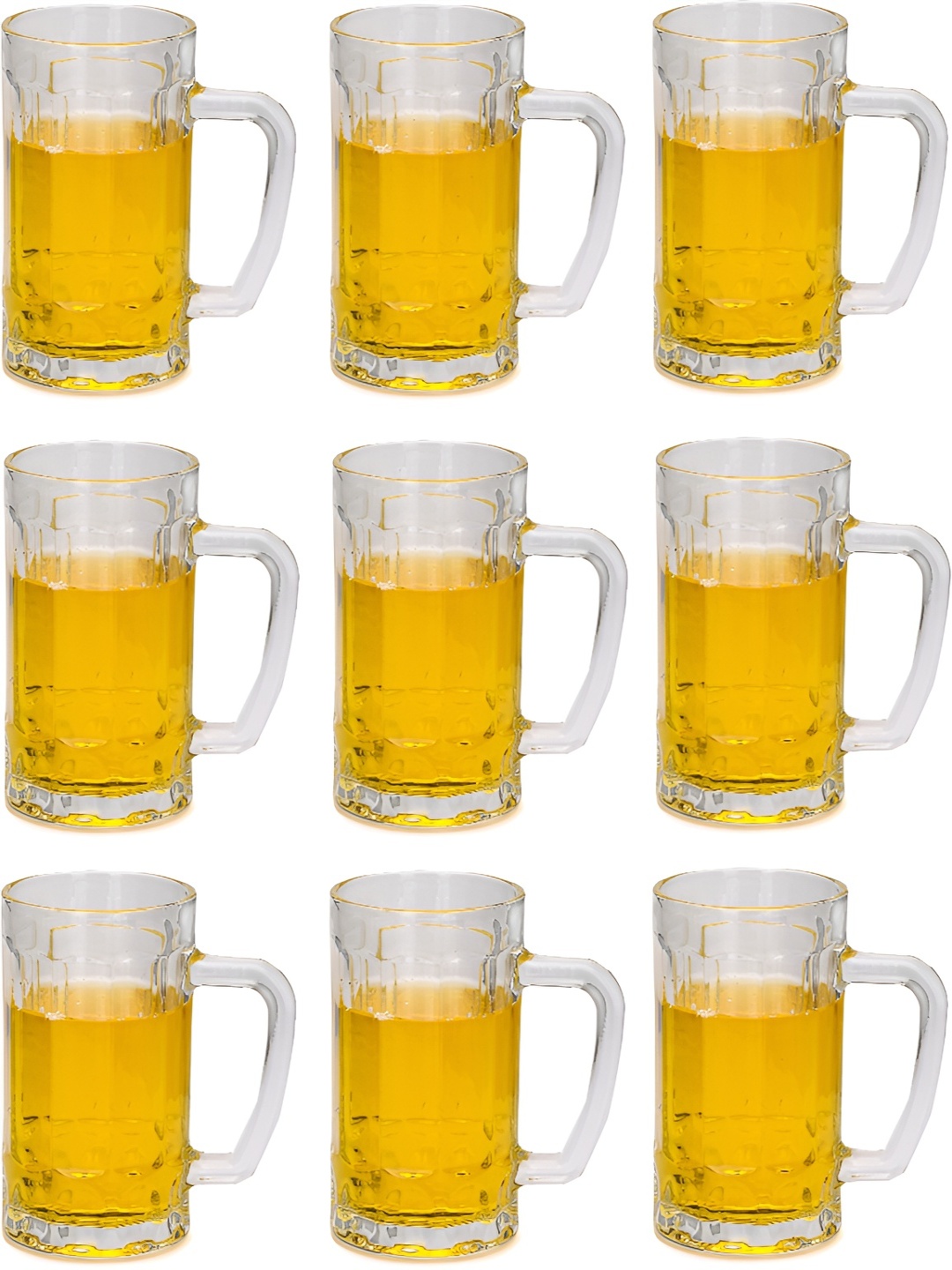 

Afast Transparent 9 Pcs Textured Dishwasher Safe Beer Glass 400 ml