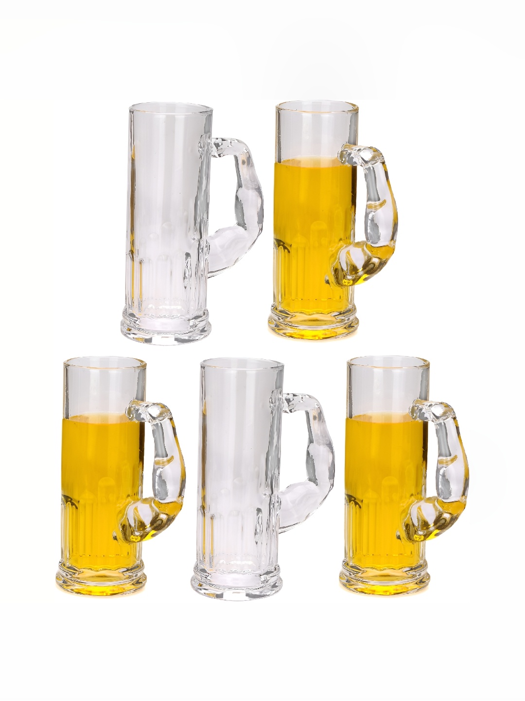 

Afast 5 Pcs Transparent Textured Glass Mugs 600 ML Each