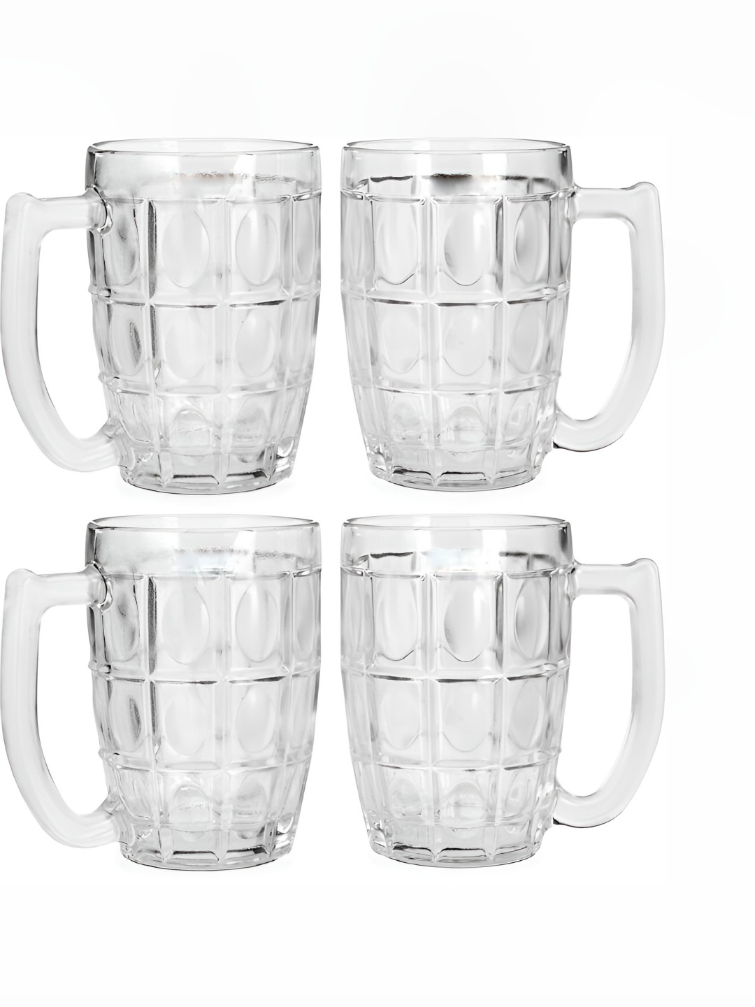 

Afast Transparent 4 Pieces Textured Glass Mugs 350 ML Each