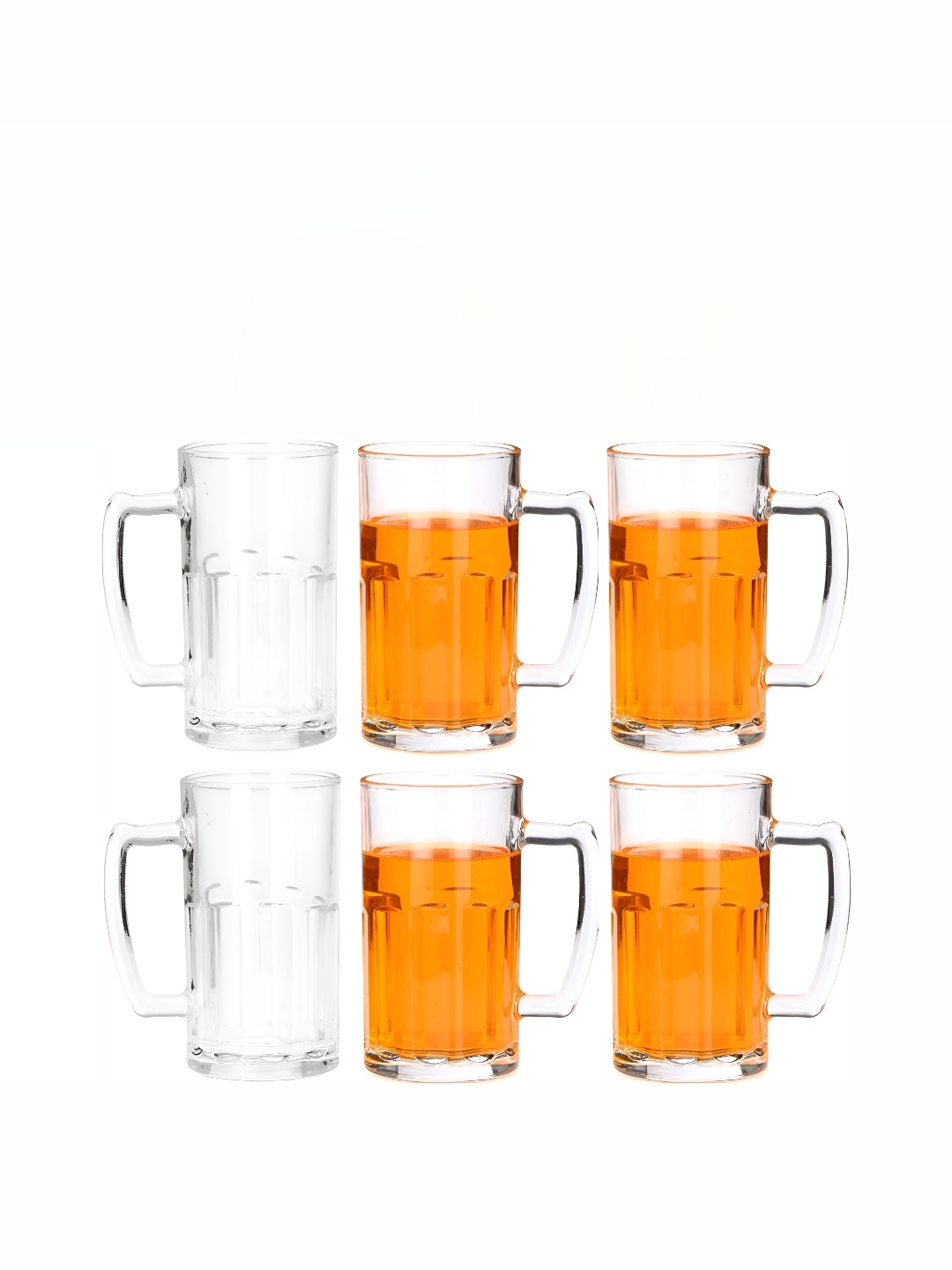 

Afast Transparent 6 Pieces Textured Dishwasher Safe Beer Glasses 600 ML Each