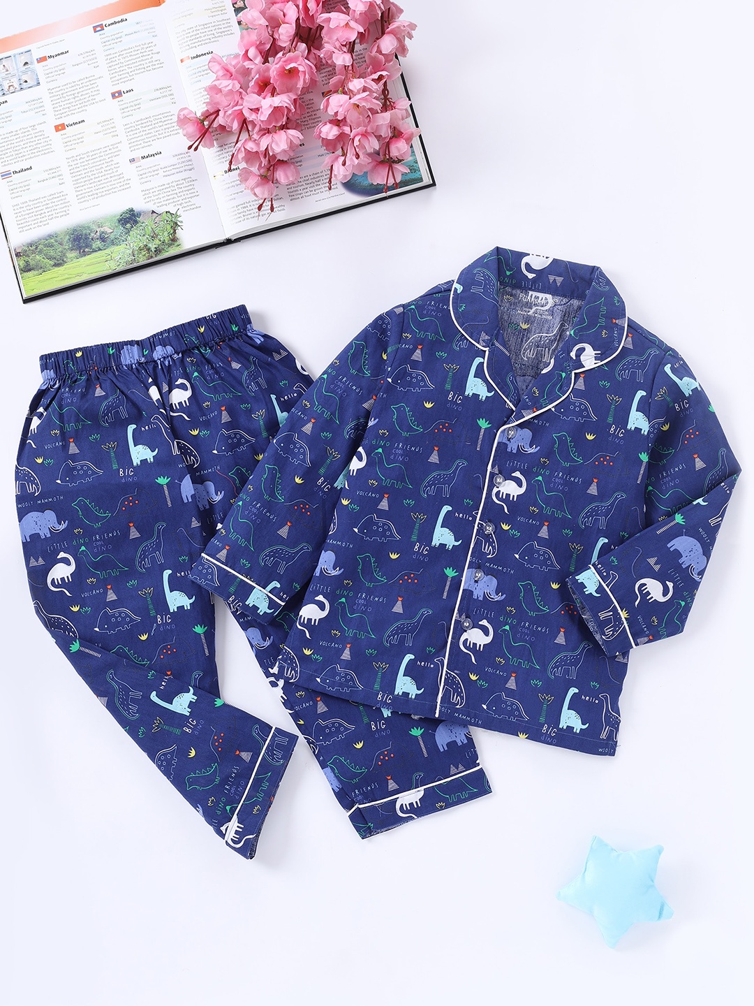 

FUNKRAFTS Boys Graphic Printed Pure Cotton Night suit, Blue