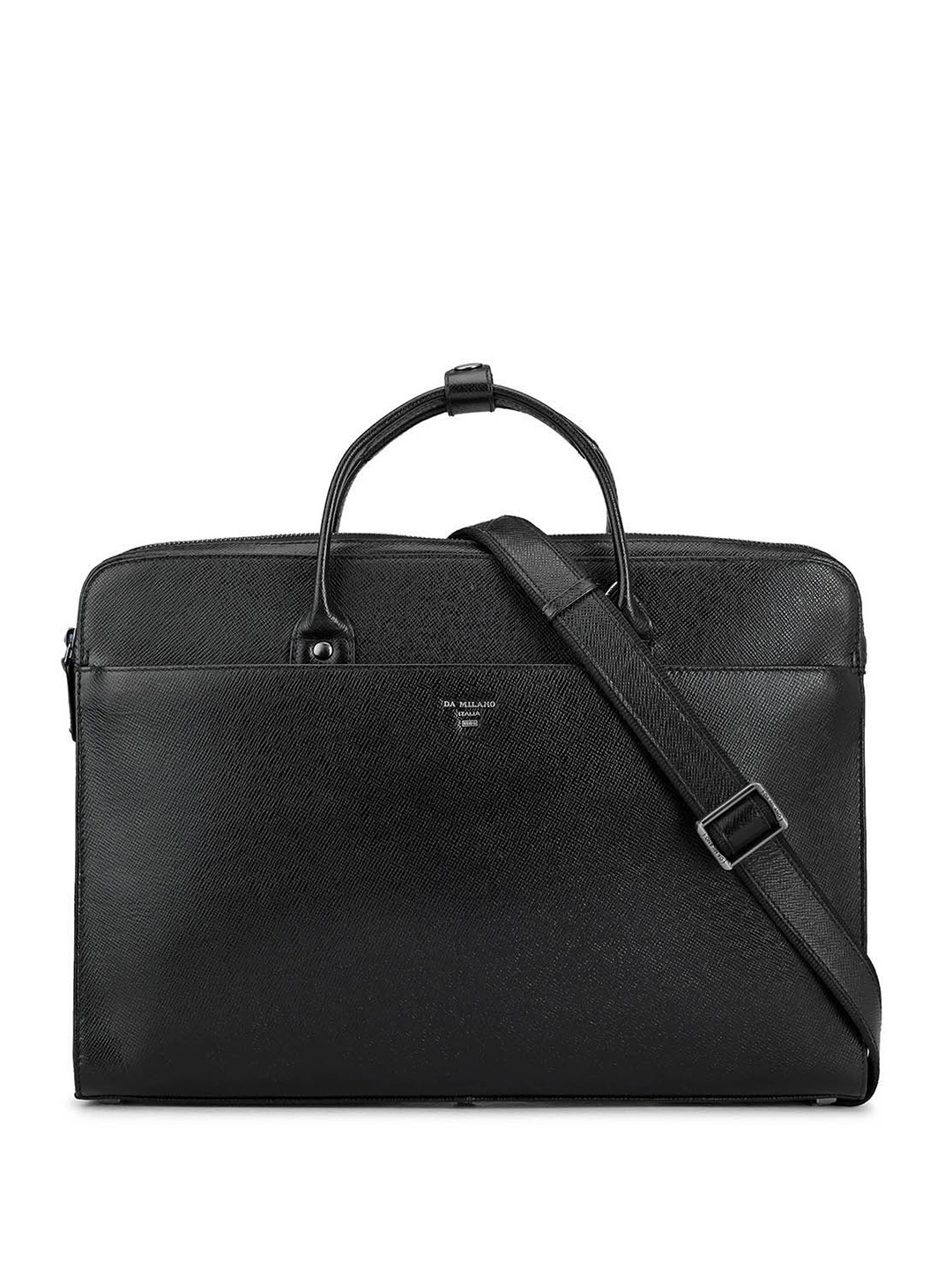 

Da Milano Textured Leather Laptop Bag, Black