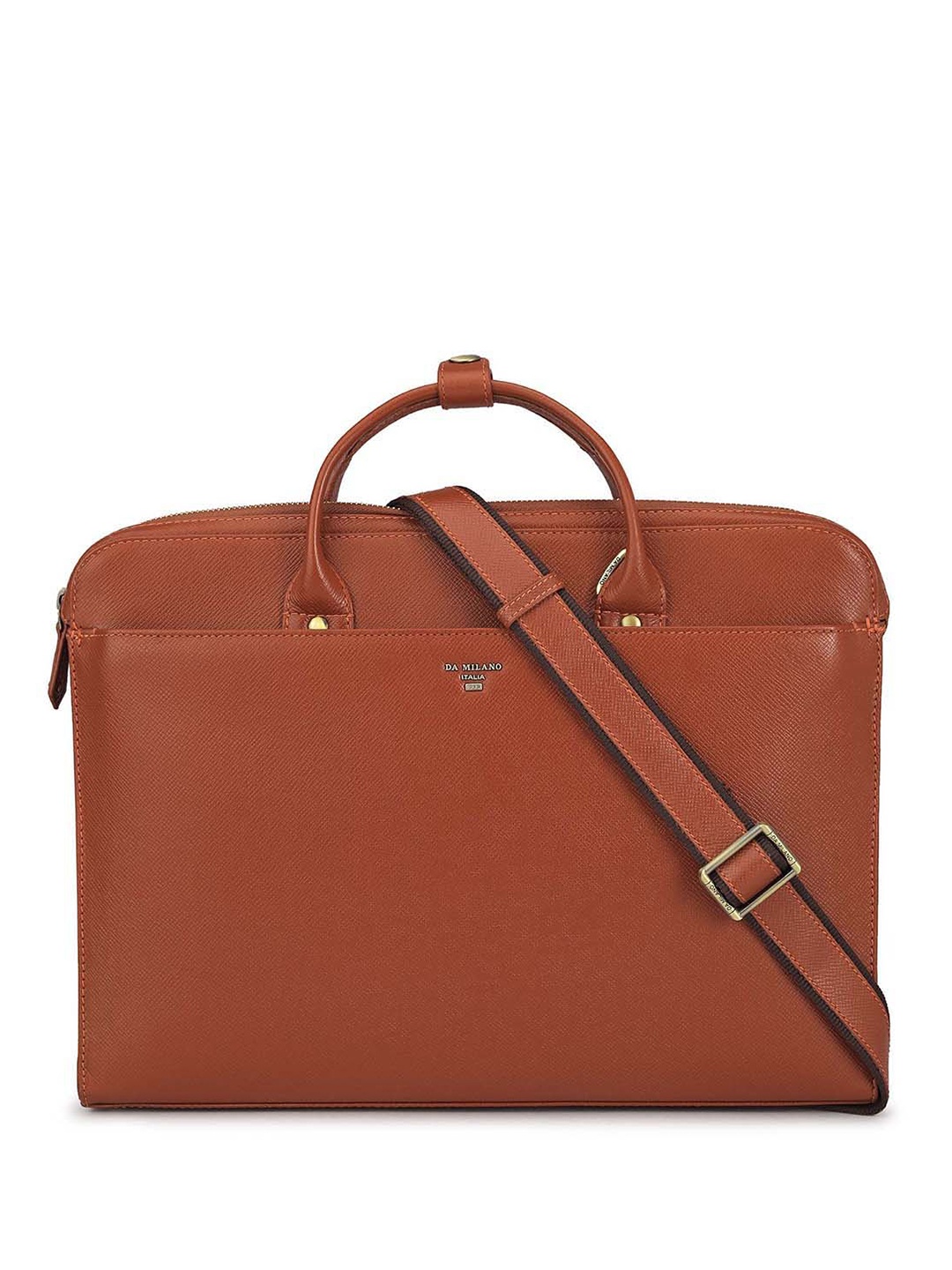 

Da Milano Textured Leather Laptop Bag, Orange