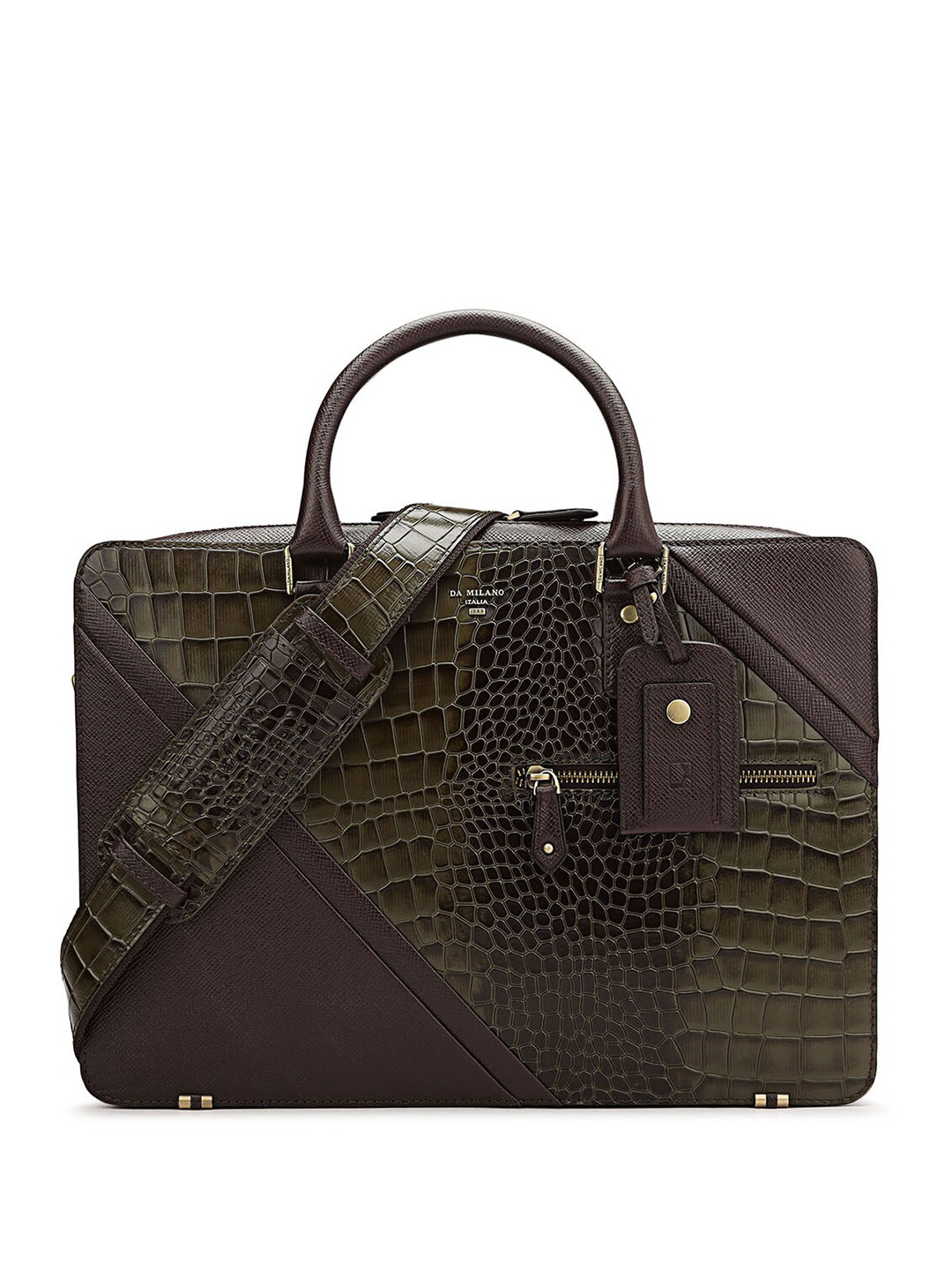 

Da Milano Unisex Textured Leather 15 Inch Laptop Bag, Green