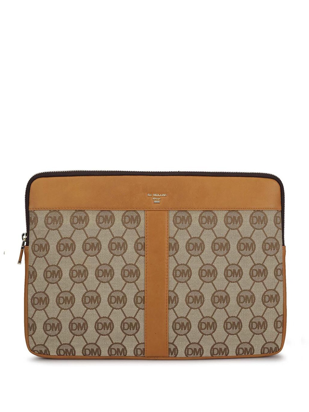 

Da Milano Unisex Brown & White Printed Leather Laptop Sleeve