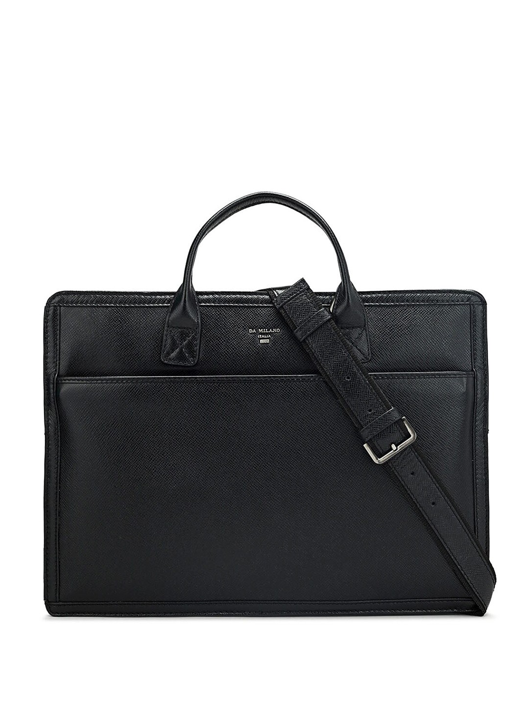 

Da Milano Unisex Textured Leather Laptop Bag Up to 15 inch, Black