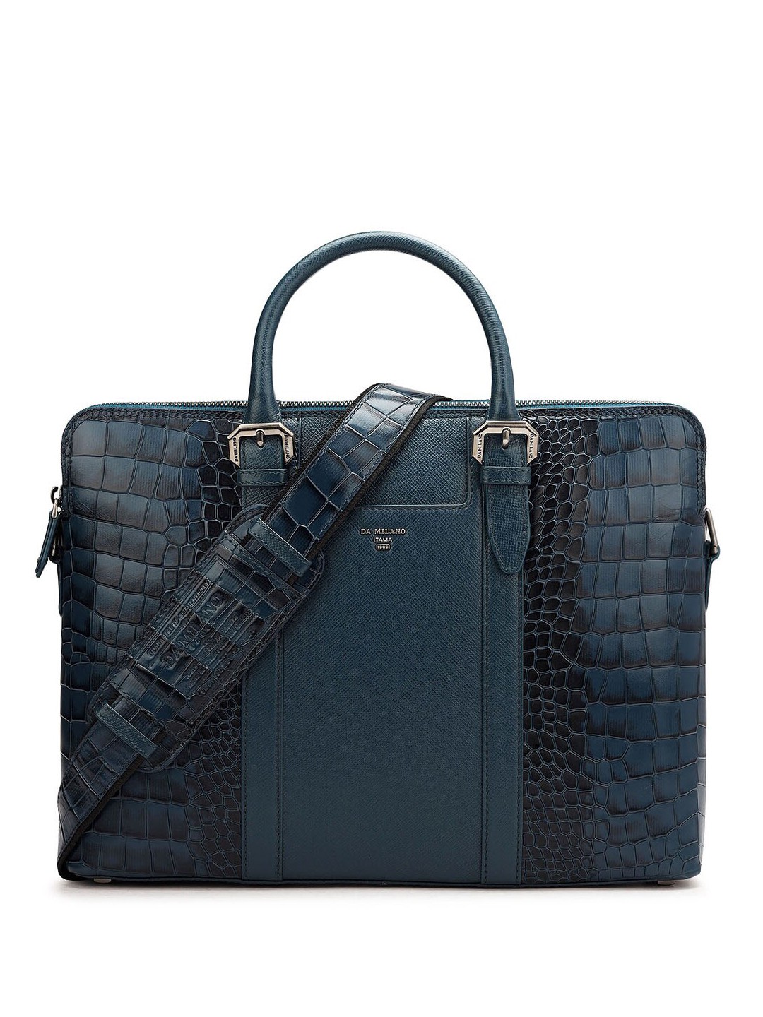 

Da Milano Textured Leather Laptop Bag, Blue