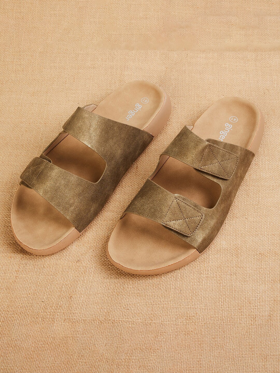 

Ginger by Lifestyle Velcro Open Toe Flats, Beige