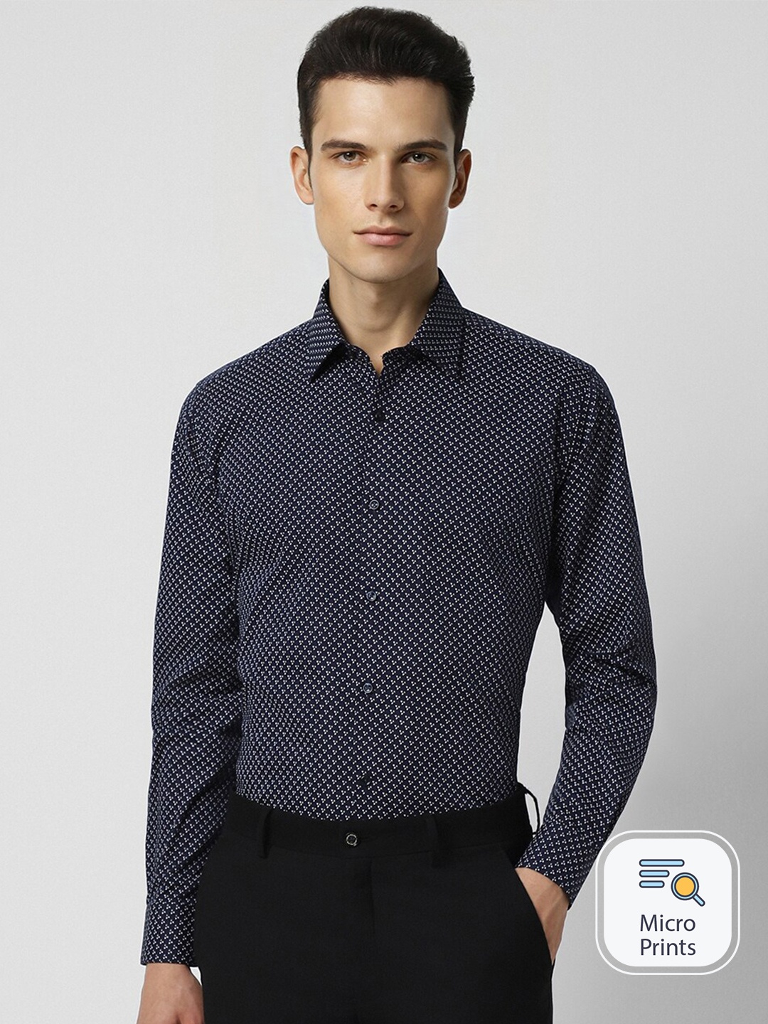 

Van Heusen Regular Fit Formal Pure Cotton Shirt, Navy blue