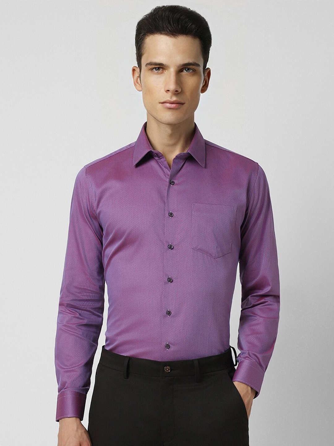 

Van Heusen Slim Fit Micro Ditsy Printed Pure Cotton Formal Shirt, Purple