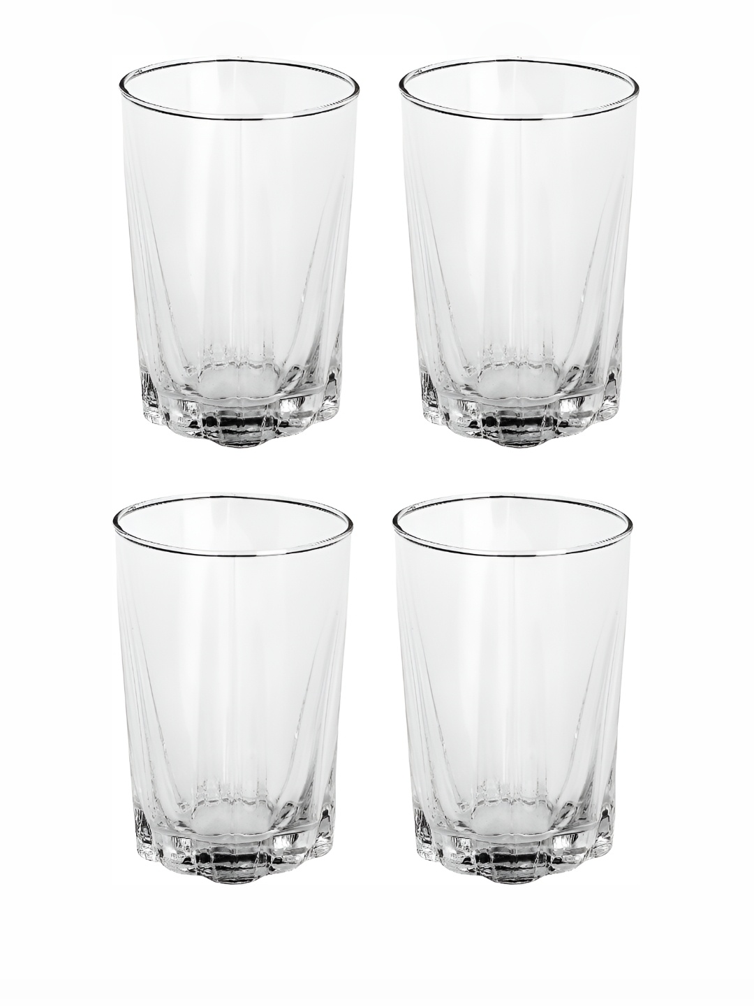 

Afast Transparent 4 Pieces Textured Dishwasher Safe Water or Juice Glasses 280 ML Each
