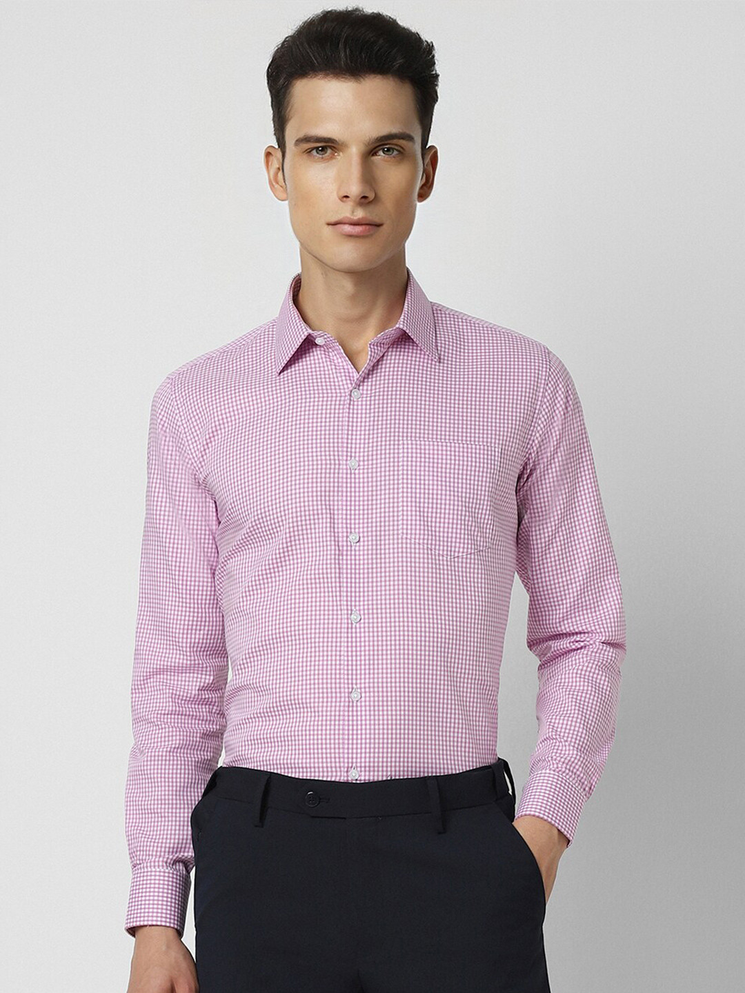 

Van Heusen Slim Fit Micro Checked Pure Cotton Formal Shirt, Pink