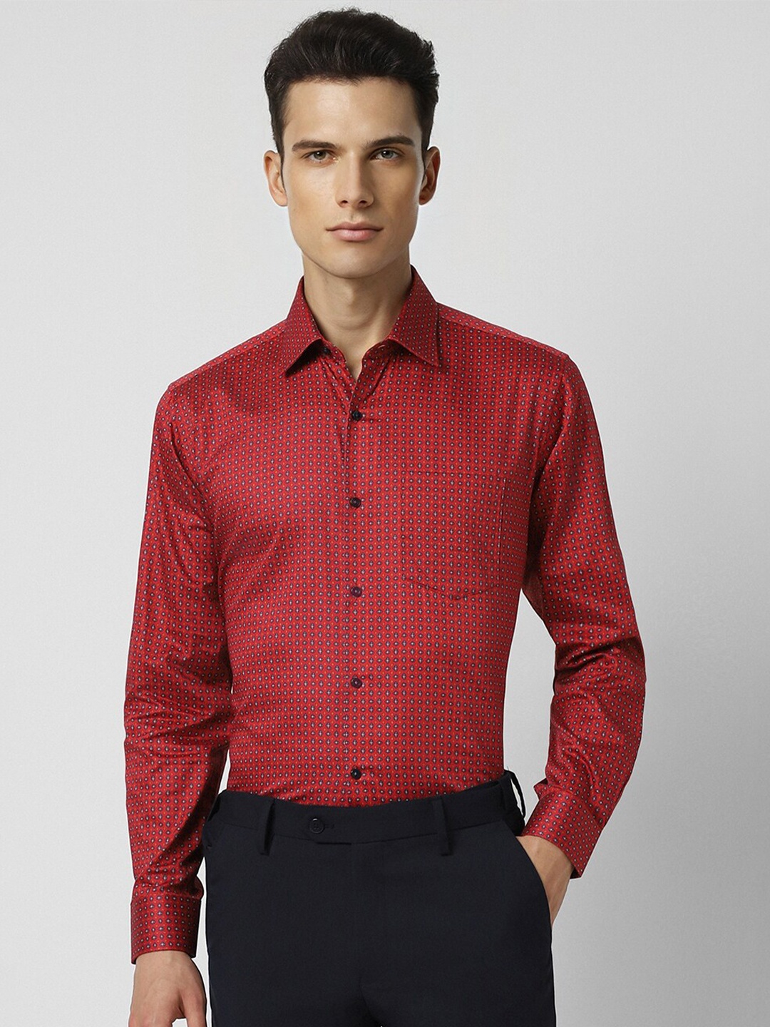 

Van Heusen Micro Ditsy Printed Formal Pure Cotton Shirt, Red