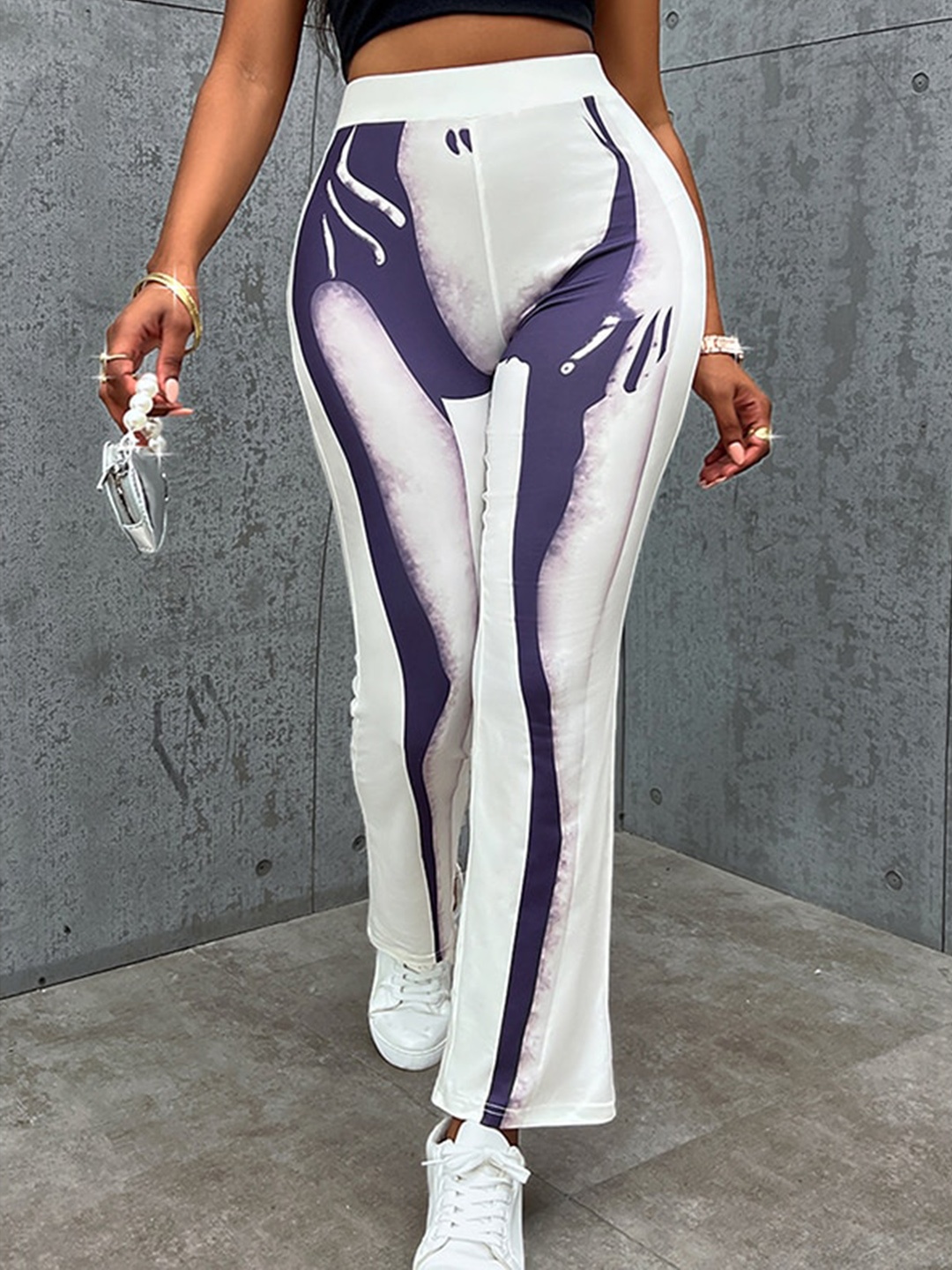 

StyleCast Women White Easy Wash Abstract Printed High-Rise Trousers