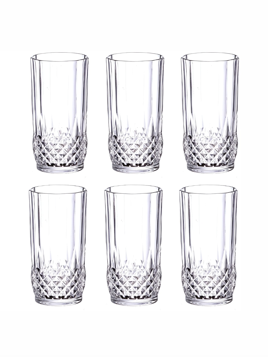 

Afast Transparent 6 Pieces Textured Dishwasher Safe Juice Glasses 200 ML Each`