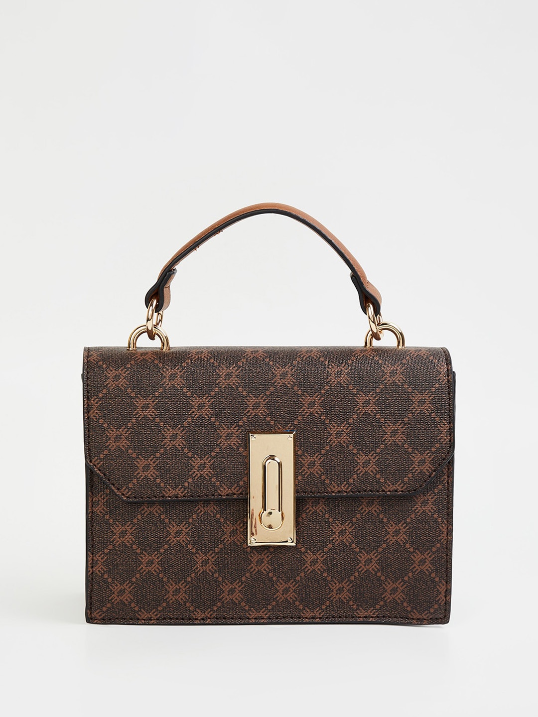 

CODE by Lifestyle Abstract Printed Structured Sling Bag, Brown