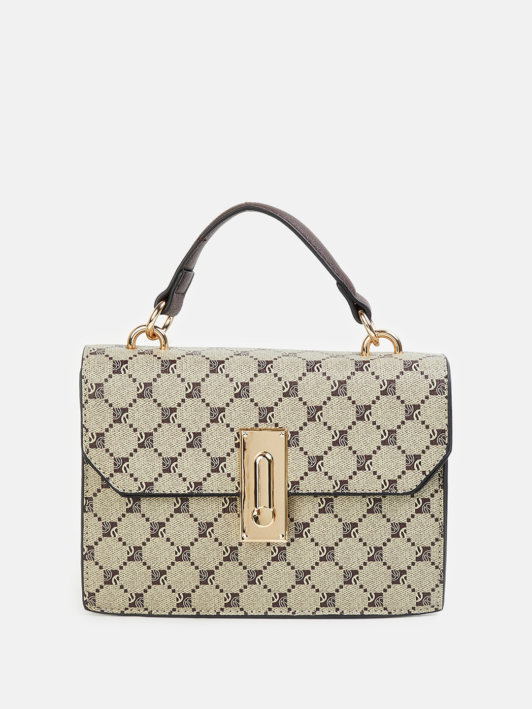 

CODE by Lifestyle Abstract Printed Structured Sling Bag, Grey