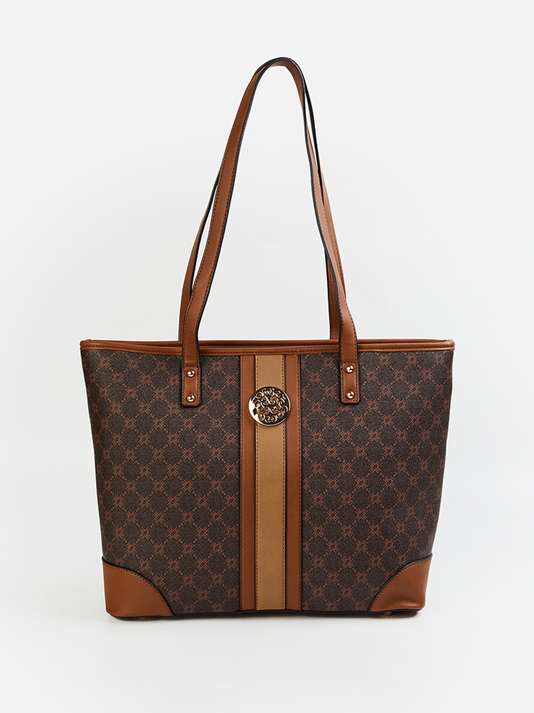

CODE by Lifestyle Abstract Printed Structured Shoulder Bag, Brown