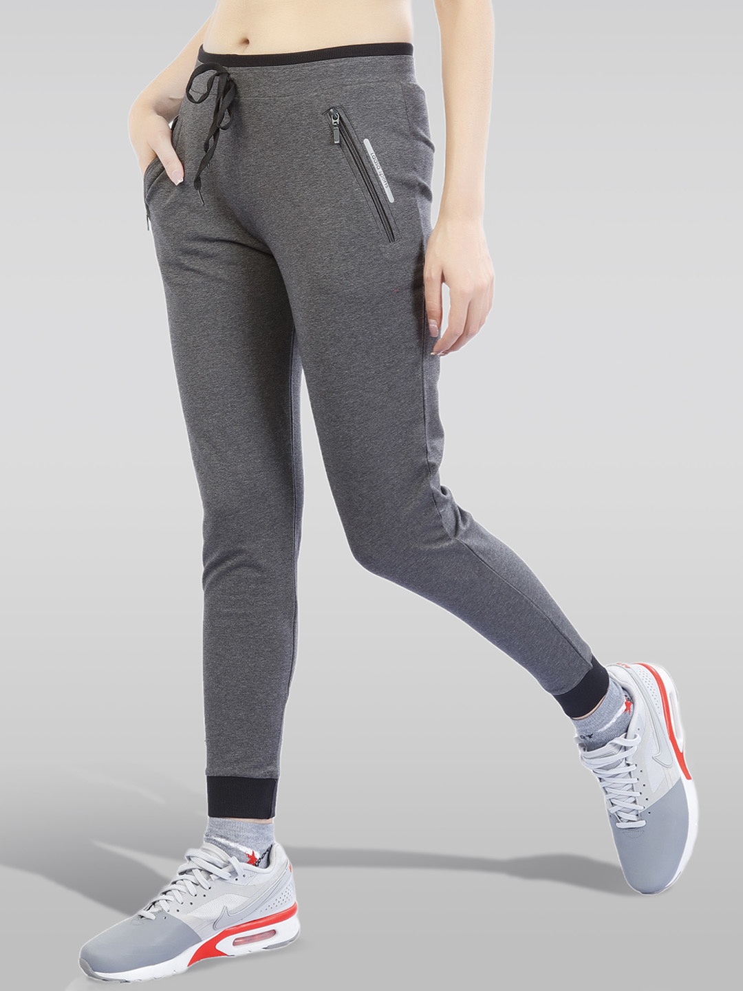 

LAASA SPORTS Women Relaxed Fit Dry Fit Cotton Joggers, Grey