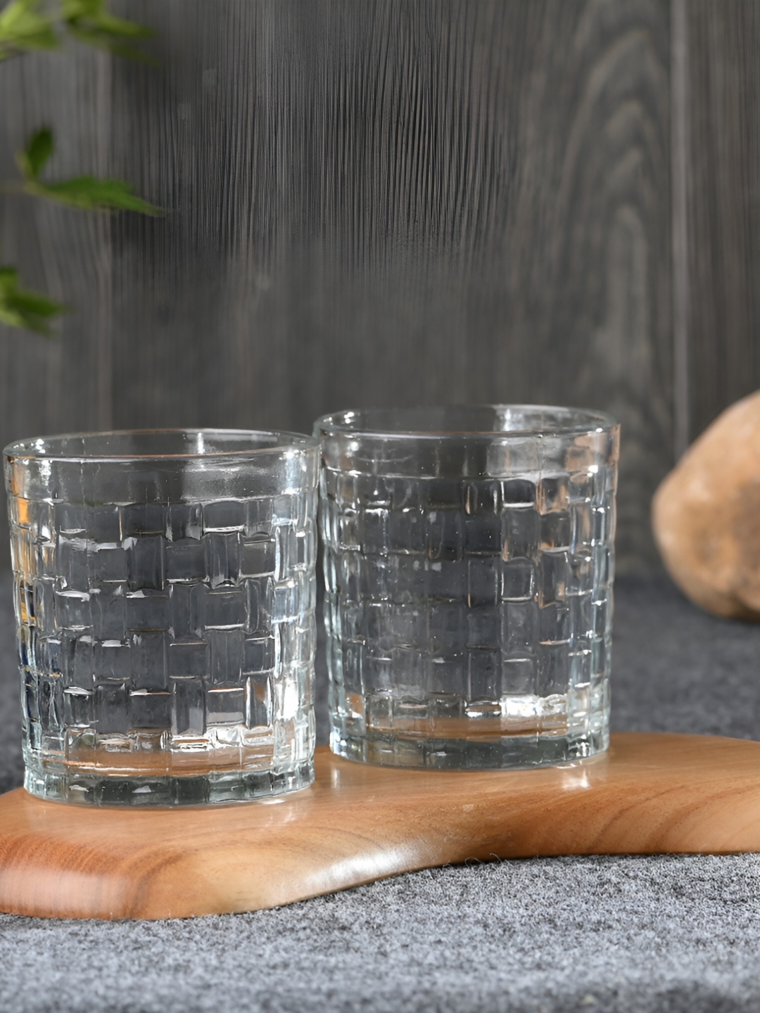 

Afast Transparent 2 Pcs Textured Dishwasher Safe Whisky Glass 200 ml