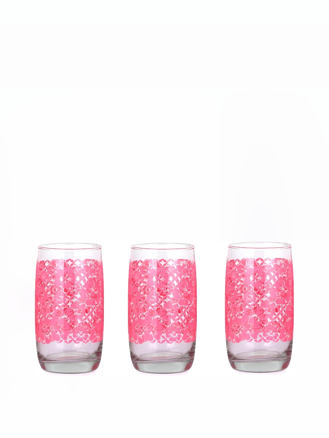 

Afast Transparent & Pink 3 Pieces Floral Printed Whisky Glasses 280 ML