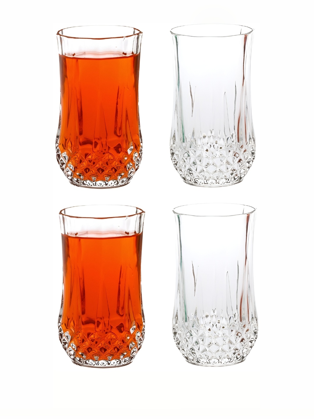 

Afast Transparent 4 Pcs Textured Dishwasher Safe Juice Glass 350 ml