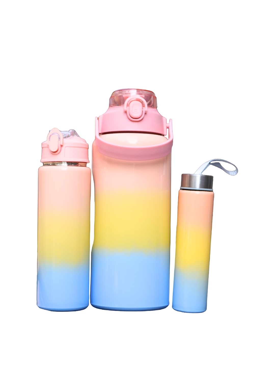 

WELOUR Pink & Blue 3 Pieces Stainless Steel Water Bottle 1.7 L