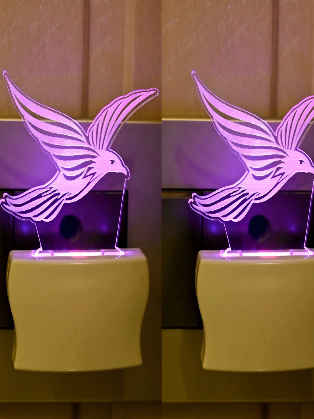 

Afast White & Transparent 2 Pieces 3D Illusion Birds Printed Glass Wall Lamps