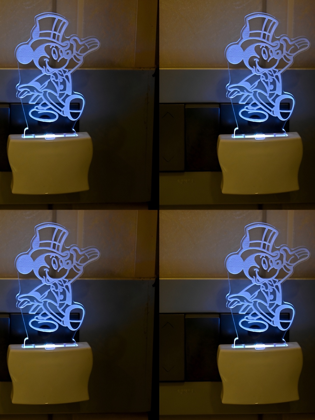

Afast White & Transparent 4 Pieces 3D Illusion Printed Glass Wall Lamps