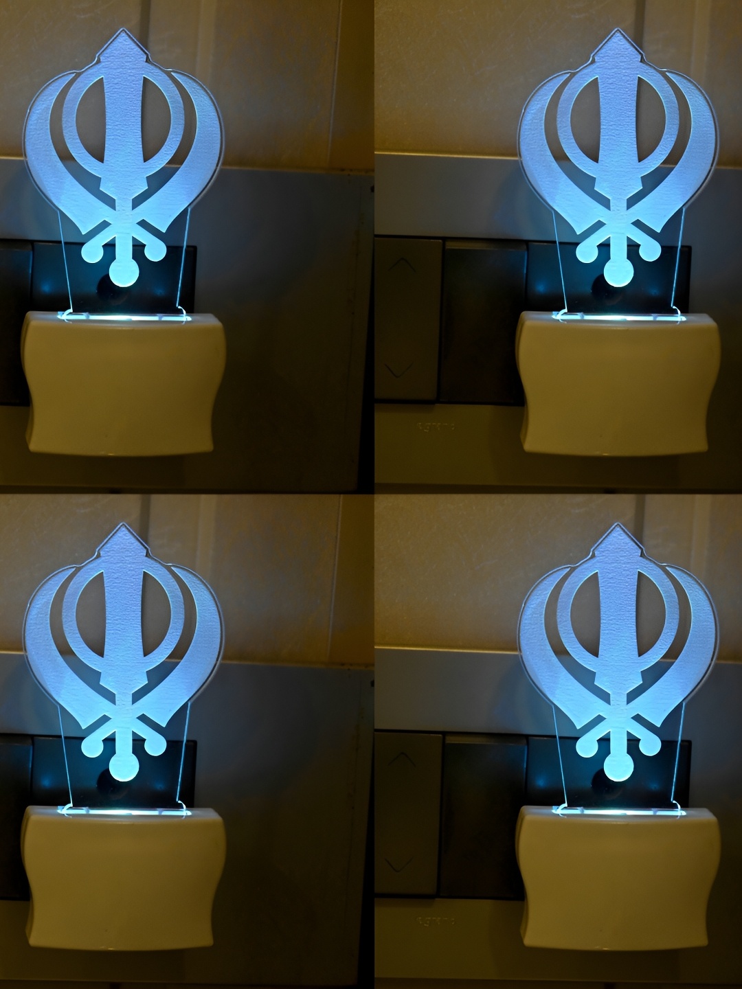 

Afast Blue 4 Pieces Printed Contemporary Acrylic Night Wall Lamp